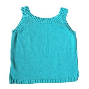 Jeanne Pierre Aqua Knit Tank Womens Medium 100% Cotton Y2K Minimalist Sleeveless